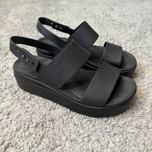Crocs Brooklyn Platform Sandals Black Wedge Womens Size 9
